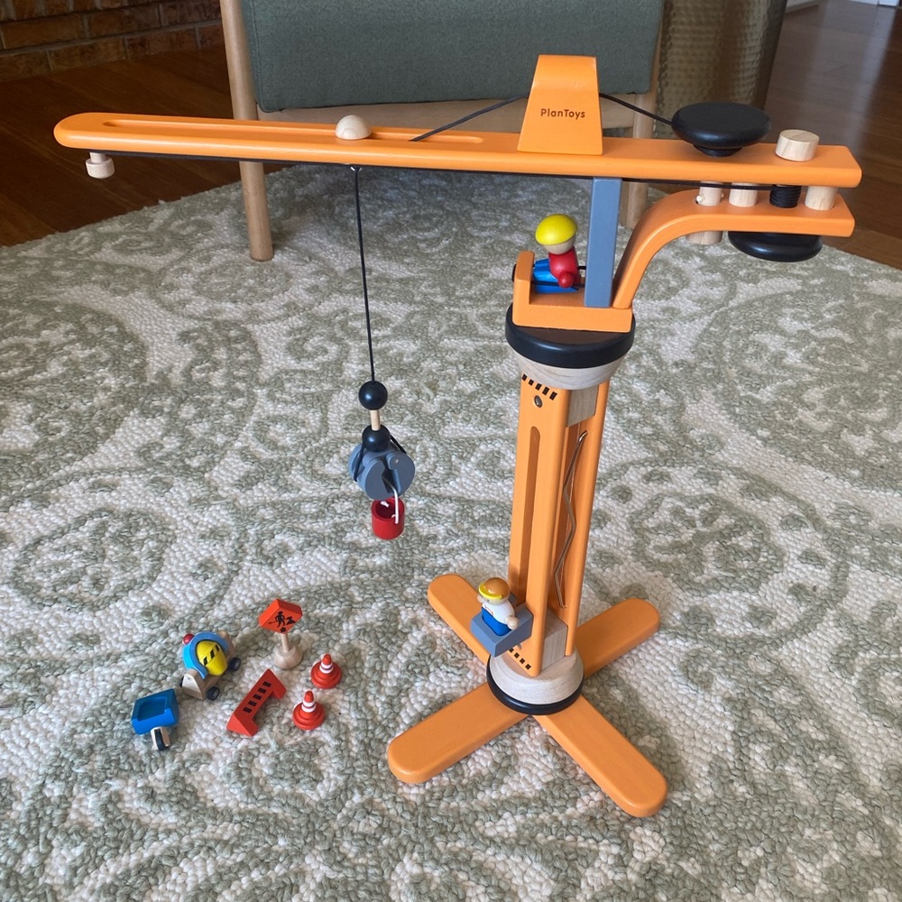 Orange Construction Crane Set